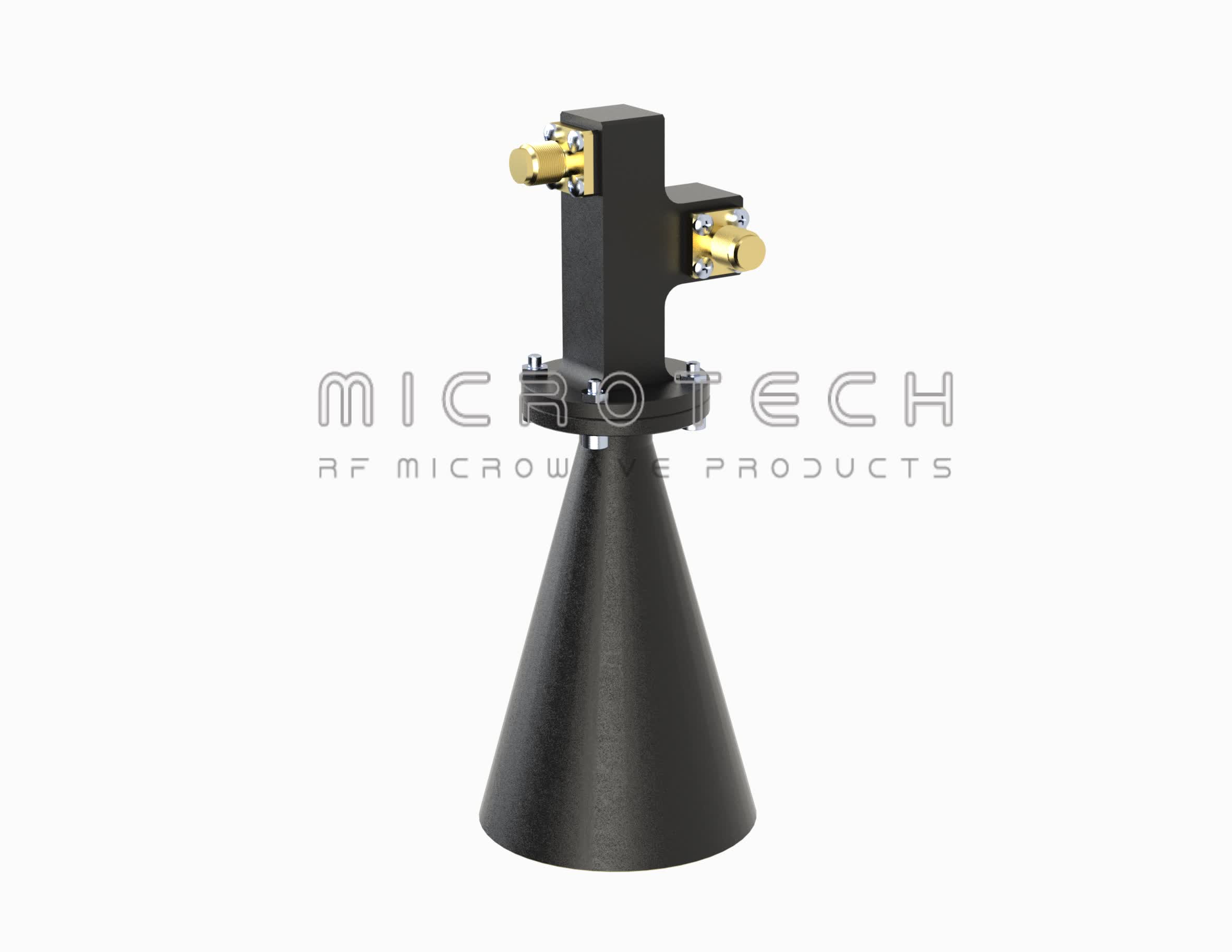 Conical Dual Polarized Horn Antenna 21 dBi Typ. Gain, 32-38 GHz Frequency Range