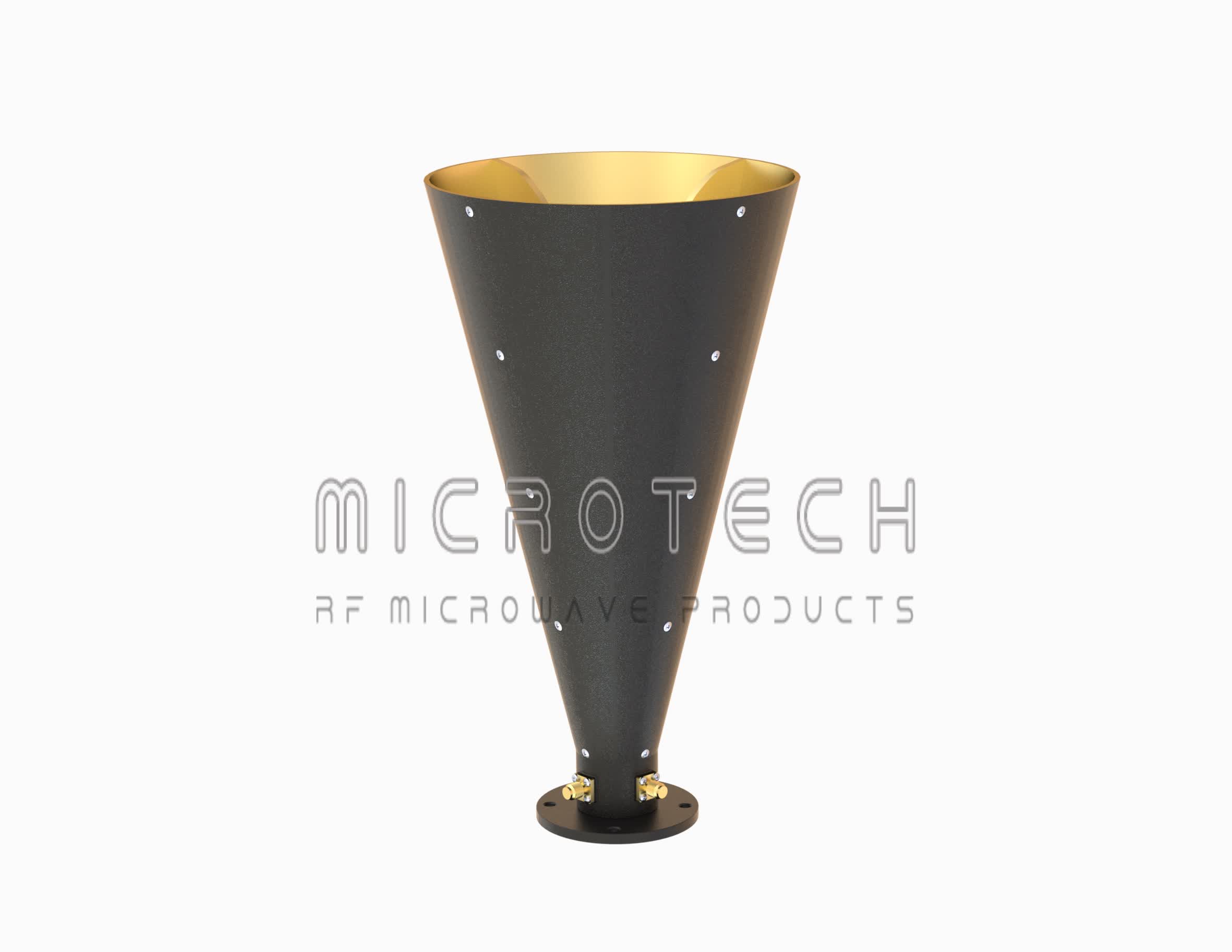 Conical Dual Polarized Horn Antenna 17 dBi Typ. Gain, 6-18 GHz Frequency Range