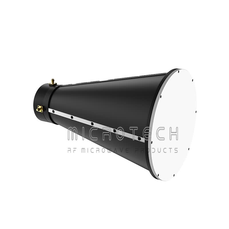 Conical Dual Polarized Horn Antenna 12 dBi Typ. Gain, 0.8-18 GHz Frequency Range