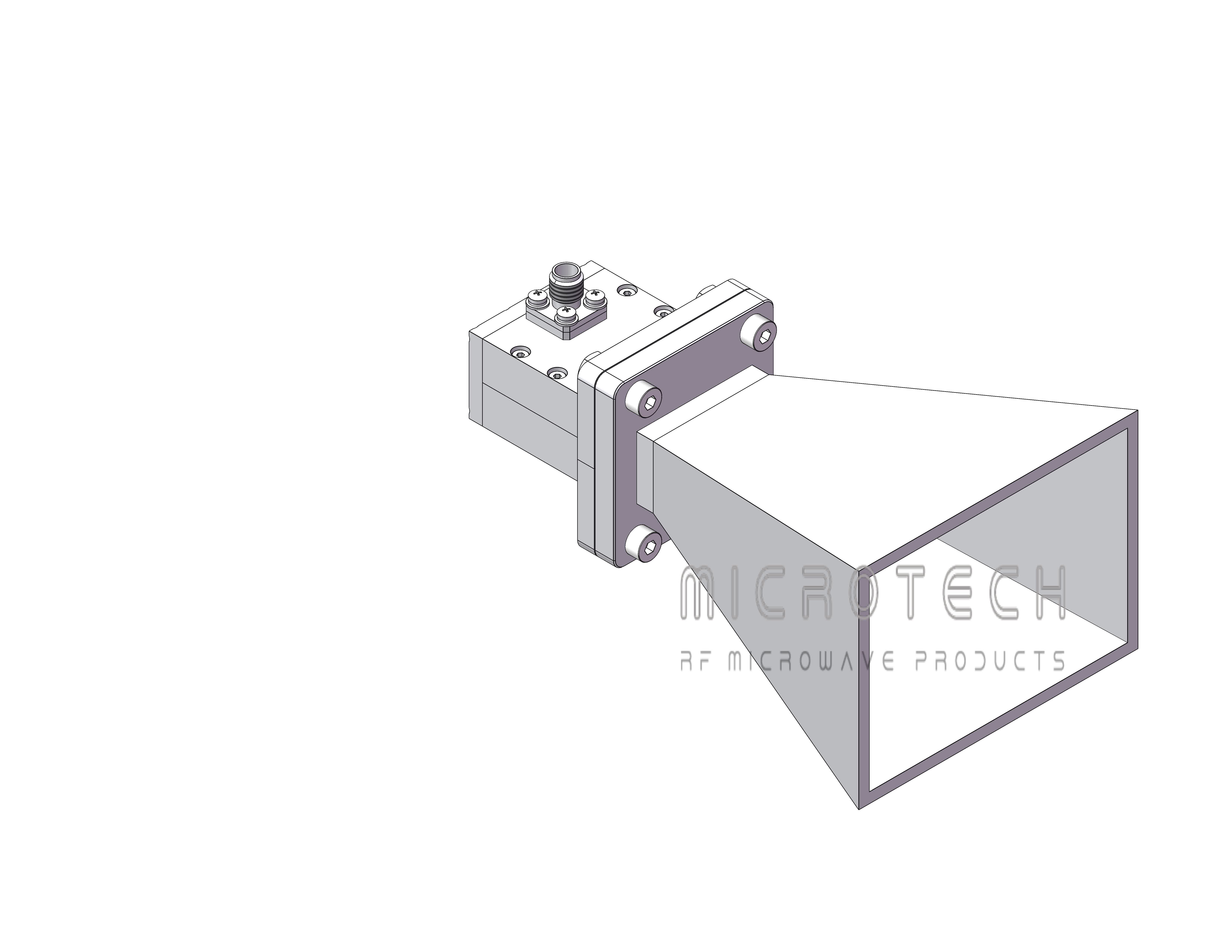 Standard Gain Horn Antenna 15dBi Typ. Gain, 6.57-9.99 GHz Frequency Range